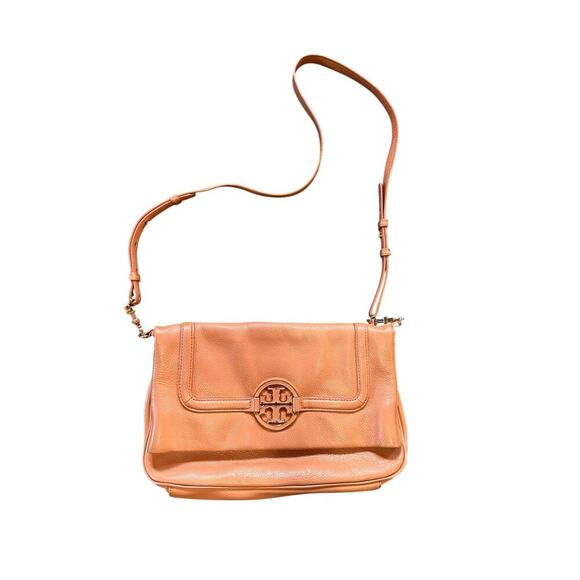 Tory Burch Amanda Pebbled Leather Foldover Crossbody Bag - Picture 1 of 8